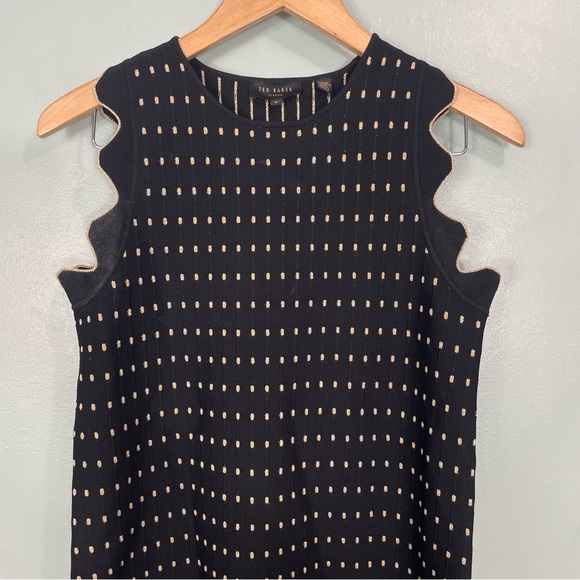 Ted Baker Flippy Metallic Relioa Jacquard Dress TB 2 US 6 Black Gold - Picture 3 of 9